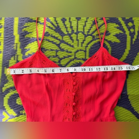 Free People Eileen Romper Jumpsuit In Coral Pink size 2 Bohemian Cottagecore - Picture 13 of 15